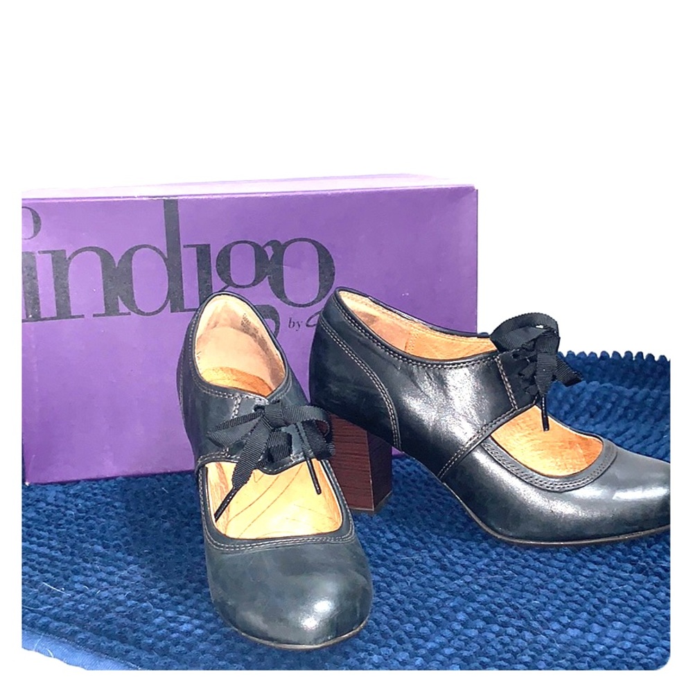 Clark Cloak Black Leather Maryjane Heels